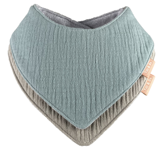 Double Guard Baby Dribble Bib Set - Pistachio Cream - Double Bib bundle