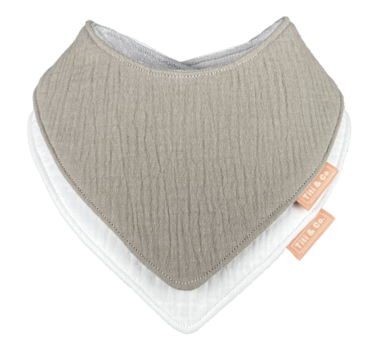 Double Guard Baby Dribble Bib Set - Mocha & Chino - Double Bib bundle